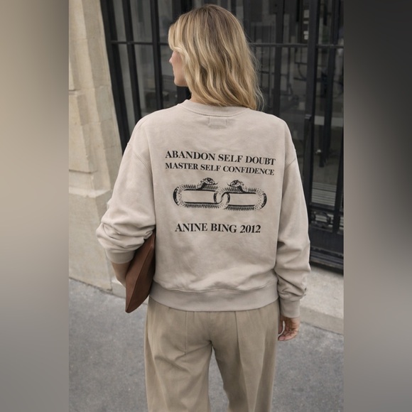 Anine Bing Tops - ANINE BING Self Confidence Graphic Sweatshirt | Organic Cotton  | XS